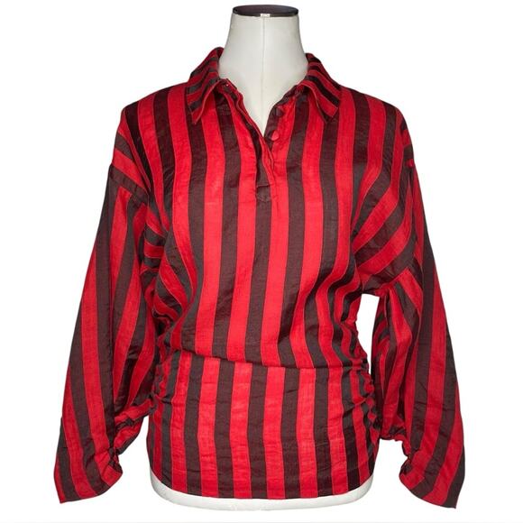 L’Academie The Marion Blouse in Red & Black size Medium - Picture 11 of 11